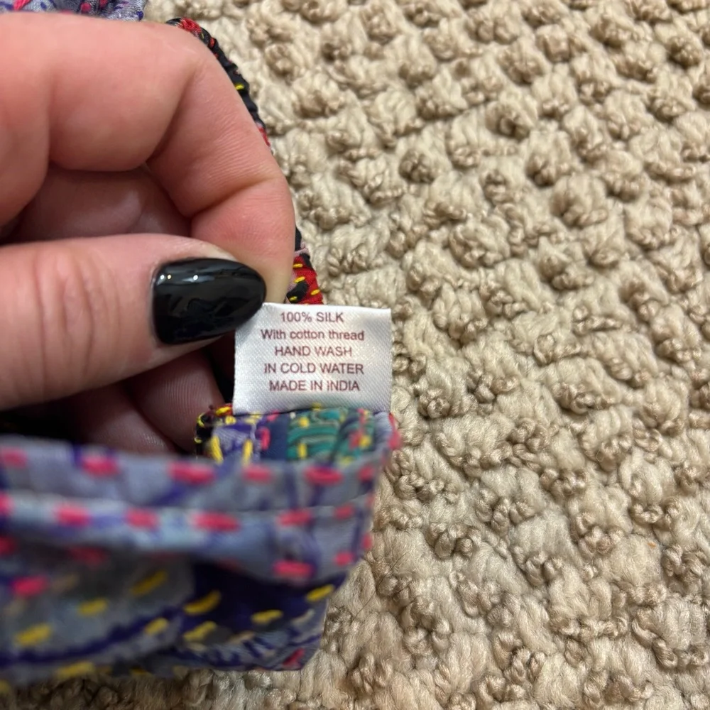 Kantha Stitch Headband Recycled Silk Handmade‎ in India